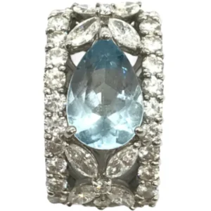 Pt・Pm900 アクアマリン・ダイヤモンド ネックレスペンダントトップ 1.65・D1.5ct