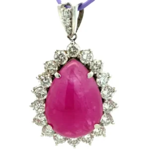 Pt・Pm900 ルビー・ダイヤモンド ネックレスペンダントトップ 18.06・2.77ct