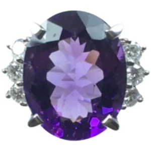 Pt・Pm900 アメシスト・ダイヤモンド リング 7.89 ct 0.4 ct