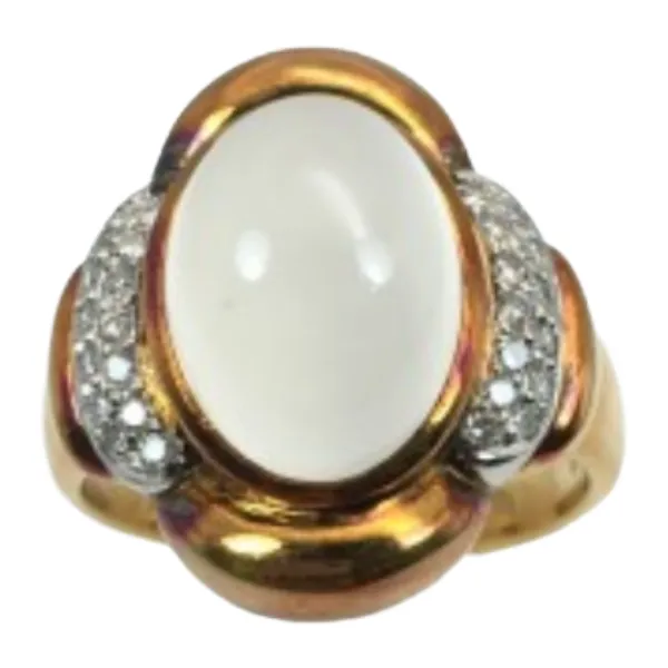 Pt900/K18[Kﾒｲﾝ] クォーツキャッツアイ・ダイヤモンド リング 7.13 ct 0.26 ct