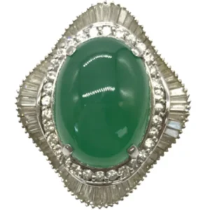 Pt・Pm900 翡翠・ダイヤモンド リング 39.01・D4.6ct