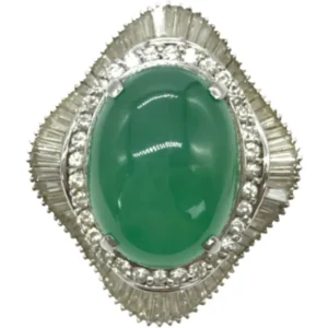 Pt・Pm900 翡翠・ダイヤモンド リング 39.01・D4.6ct