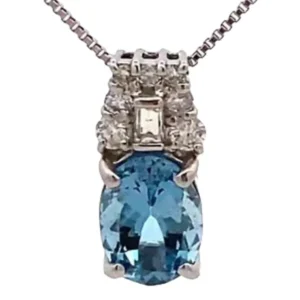 Pt900Pt850 アクアマリン・ダイヤモンド 1.03・D0.17ct