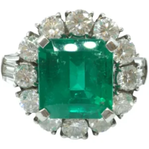 Pt･Pm900 コロンビア産エメラルド・ダイヤモンド リング 5.88・2.28・0.59ct