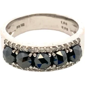 K18WG ブラックダイヤモンド リング 1.00・0.25ct