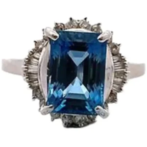 Pt・Pm900 アクアマリン・ダイヤ 4.49・0.4ct