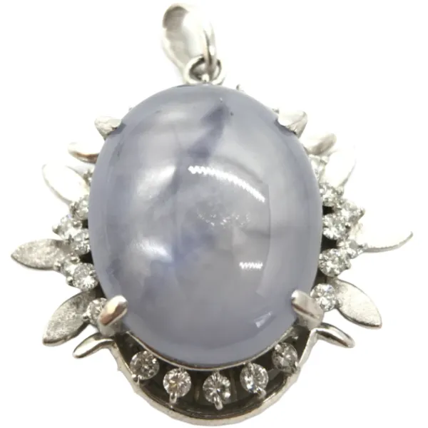 Pt･Pm900 スターサファイア・ダイヤモンド ネックレス/ペンダントトップ 23.45・0.58ct