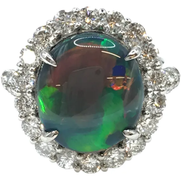 Pt･Pm900 ブラックオパール・ダイヤモンド リング 5.515・D1.22ct