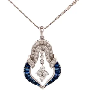 Pt900/Pt850 サファイア・ダイヤモンド ネックレス/ペンダントトップ 0.75・1.6ct