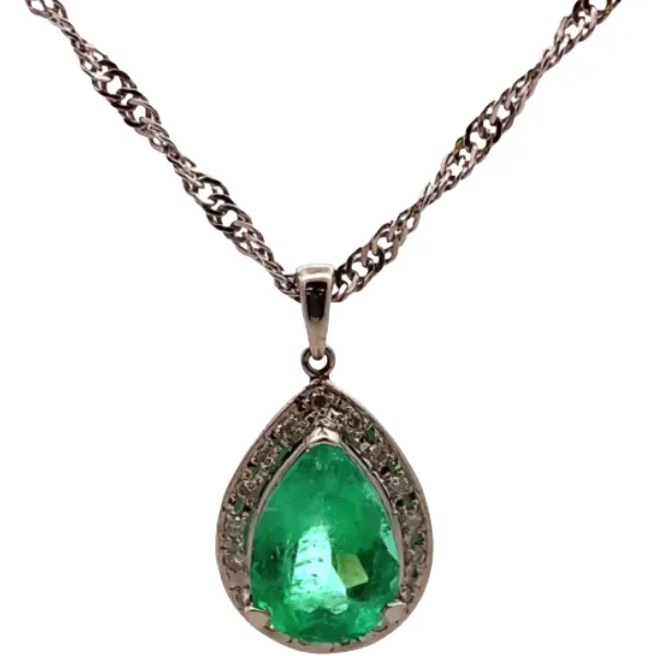Pt900/Pt850 エメラルド・ダイヤモンド ネックレス/ペンダントトップ E4.75D0.21ct