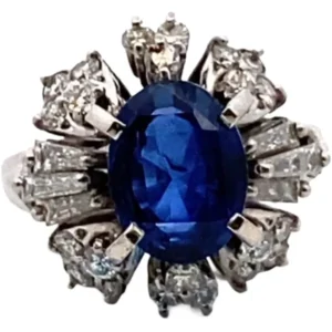 Pt/Pm ビルマ産非加熱ブルーサファイア・ダイヤモンド リング 4.1・1.09ct
