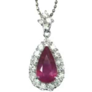Pt850/Pt900 非加熱ルビー・ダイヤモンド ネックレス/ペンダントトップ 3.023 ct 1.06 ct