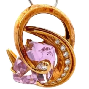 K18 クンツァイト・ダイヤモンド ネックレスネックレストップ 0.09 ct 0.19 ct