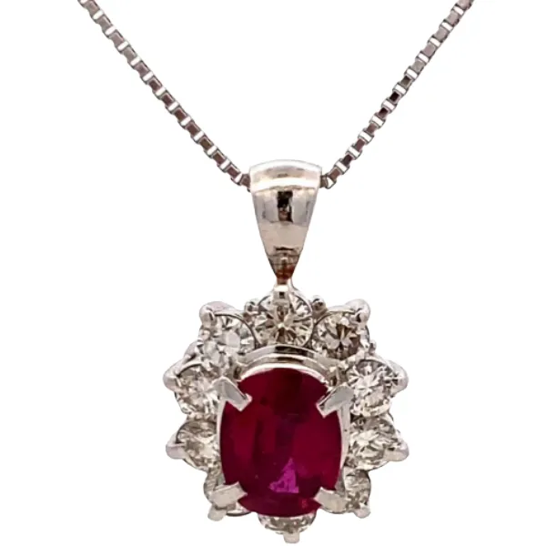 Pt900/Pt850 ルビー・ダイヤモンド ネックレス/ペンダントトップ 1.49・0.91ct