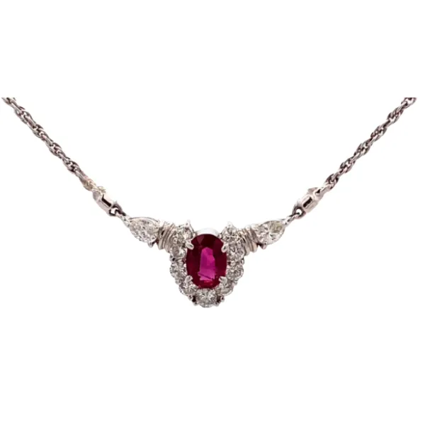 Pt900/Pt850 ルビー・ダイヤモンド ネックレス/ペンダントトップ 0.81・0.6ct