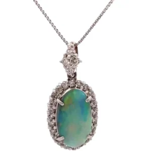 K18WG オパール・ダイヤモンド ネックレスペンダントトップ 1.936・D0.48ct