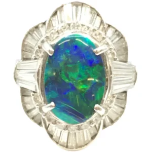 Pt・Pm900 ブラックオパール・ダイヤモンド リング 2.34・D1.34ct