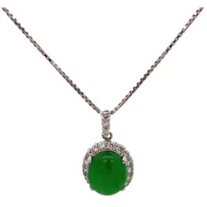 Pt900Pt850 翡翠・ダイヤモンド ネックレスペンダントトップ 3.32・D0.5ct