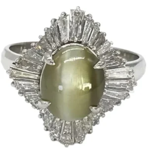 Pt・Pm900 クリソベリルキャッツアイ・ダイヤモンド 4.4・D1.44ct