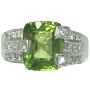 Pt・Pm900 ペリドット・ダイヤ リング 4.97 ct 0.28 ct