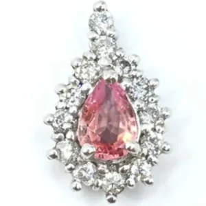 Pt・Pm900 パパラチアサファイア・ダイヤモンド 0.357・0.25ct