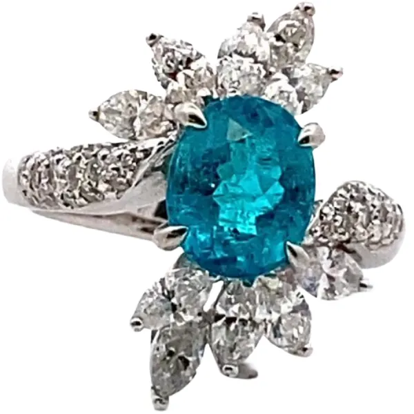 Pt･Pm900 ブラジル産パライバトルマリン・ダイヤモンド リング 2.02・D1.34ct