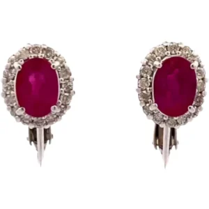 K14WG ルビー・ダイヤモンド ピアスイヤリング R1.28・R1.11・D0.22・D0.22ct