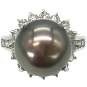 Pt・Pm900 パール・ダイヤモンド リング 約11Φ・0.77ct
