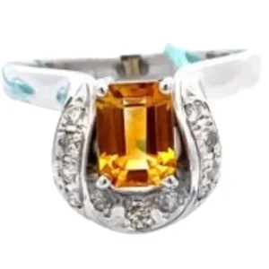Pt・Pm900 シトリン・ダイヤモンド リング 0.89 ct D0.2 ct