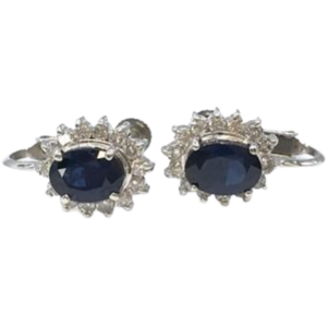 K14WGPt サファイア・ダイヤ 1.1・0.28・1.1・0.28ct