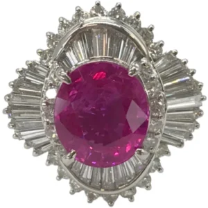Pt･Pm900 ピンクサファイア・ダイヤモンド リング 4.17・D1.39ct