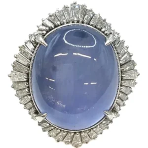 Pt･Pm900 スリランカ産スターサファイア・ダイヤ S53.55・D2.45ct