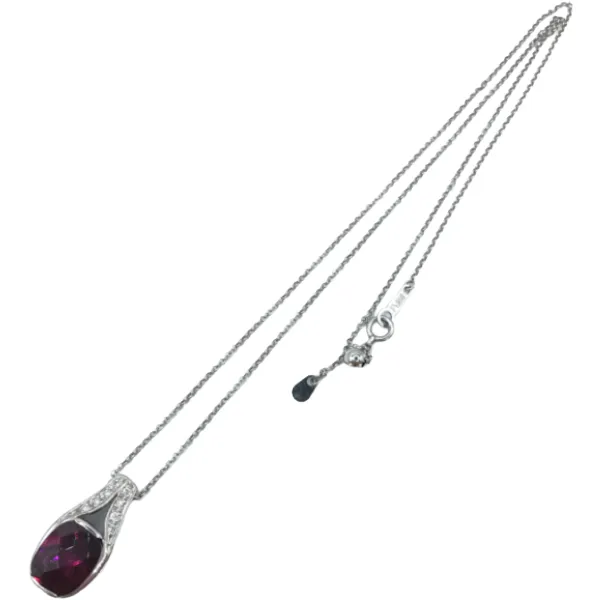 Pt900/Pt850 ロードライトガーネット・ダイヤモンド ネックレス/ペンダントトップ 4.87・0.08ct