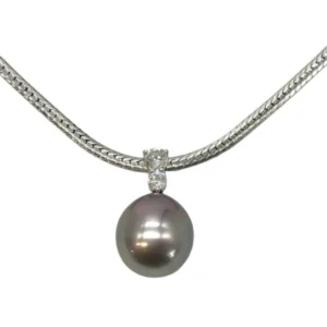 Pt900Pt850 パール・ダイヤモンド ネックレスペンダントトップ 約13.7Φ・D0.51ct