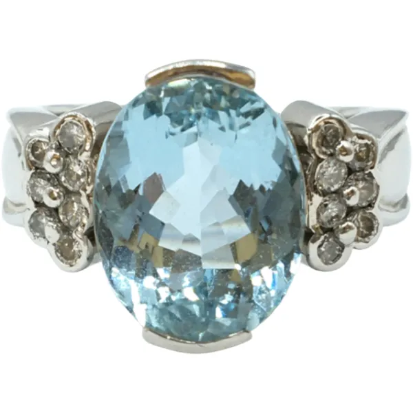 Pt･Pm900 アクアマリン・ダイヤモンド リング 4.62・0.274ct