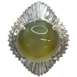 Pt･Pm900 クリソベリルキャッツアイ・ダイヤモンド リング 22.11・2.12ct