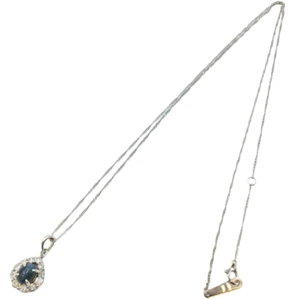 K18WG アレキサンドライトキャッツアイ・ダイヤモンド ネックレス/ペンダントトップ 0.7・0.3ct