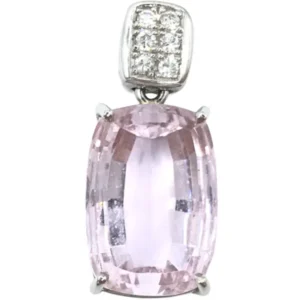 Pt･Pm900 クンツァイト・ダイヤモンド ネックレスペンダントトップ 17.66・0.15ct