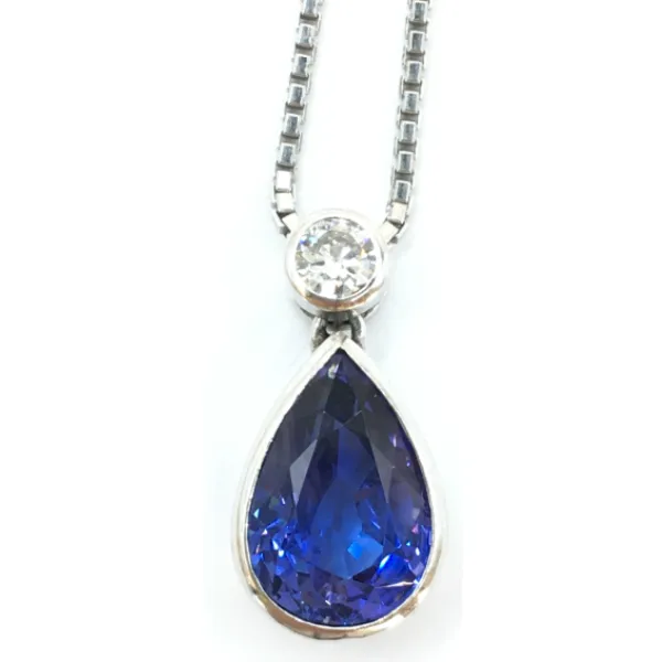 Pt900/Pt850 タンザナイト・ダイヤモンド ネックレス/ペンダントトップ 4.43・0.19ct