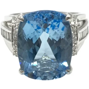 Pt・Pm900 アクアマリン・ダイヤモンド リング 8.23 D0.44ct