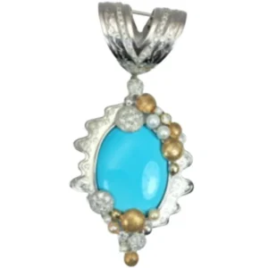 K18WGK14WG トルコ石・多色石 ネックレスペンダントトップ 0.97 ct