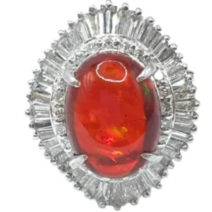 Pt・Pm900 ファイヤーオパール・ダイヤ 3.15・D1.04ct