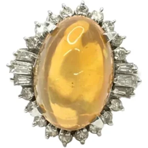 Pt・Pm900 ファイヤーオパール・ダイヤ 6.87・0.64ct