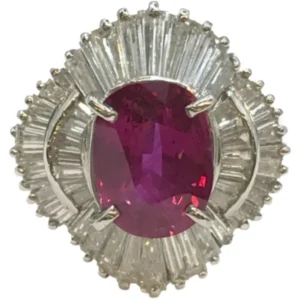 Pt・Pm900 タイ産ルビー・ダイヤモンド リング 3.08・D1.56ct