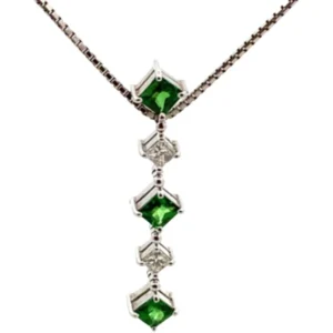 Pt850Pt900 ガーネット・ダイヤモンド ネックレスペンダントトップ 1.45・0.38ct