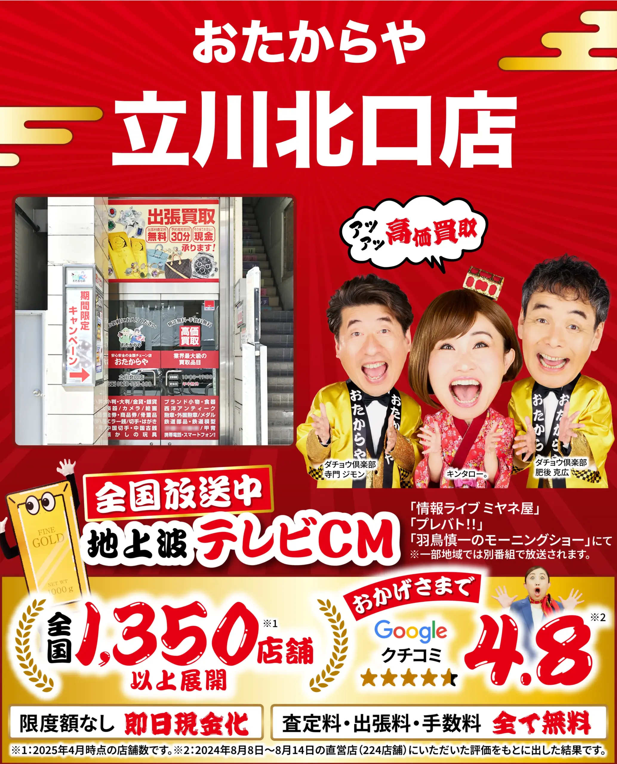 金、貴金属高価買取！googleクチコミ4.8、全国1,200店舗以上！