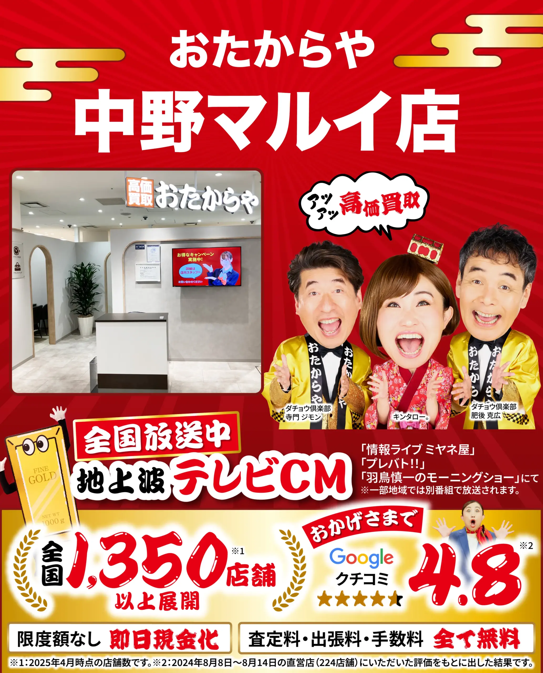 金、貴金属高価買取！googleクチコミ4.8、全国1,200店舗以上！