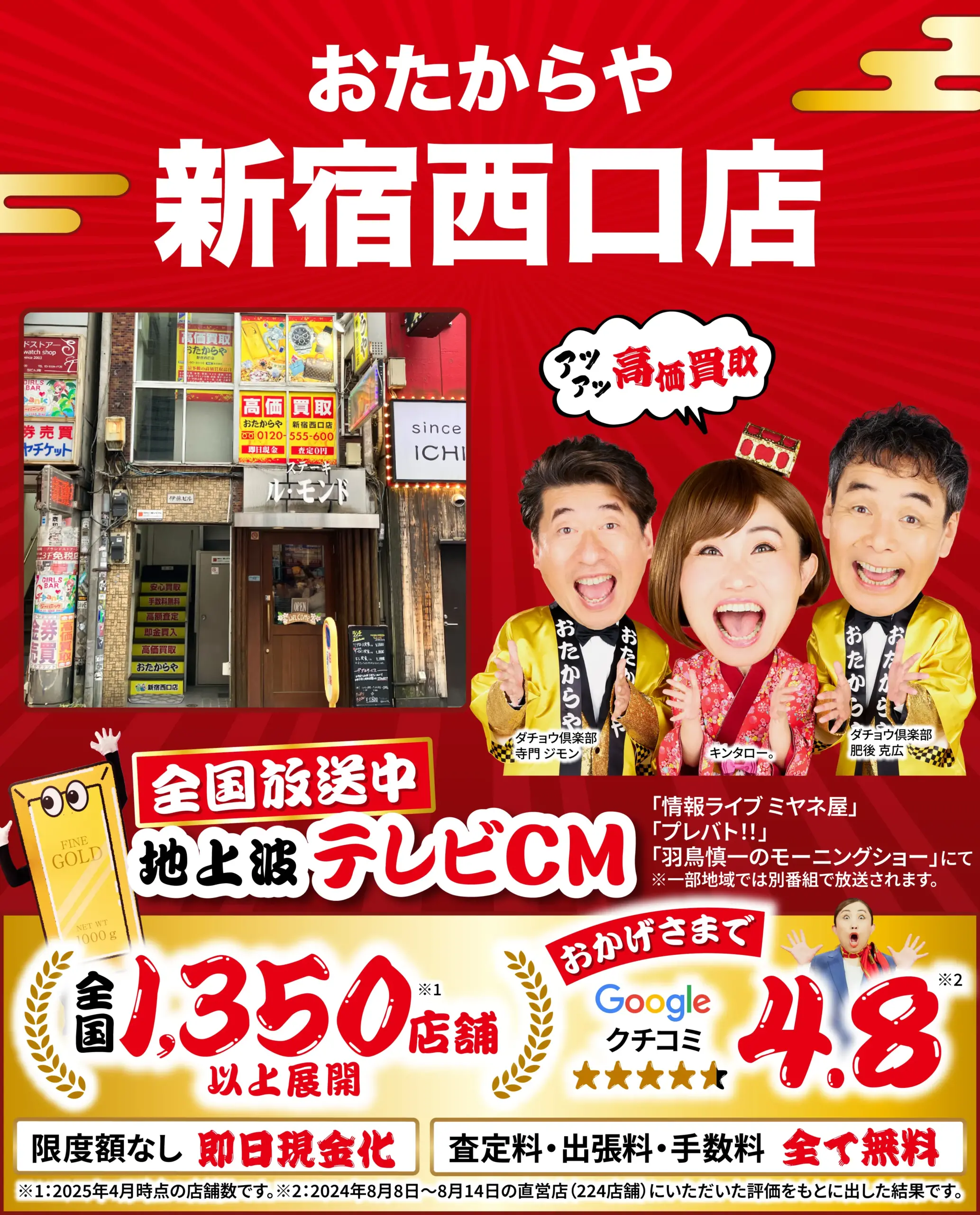 金、貴金属高価買取！googleクチコミ4.8、全国1,200店舗以上！