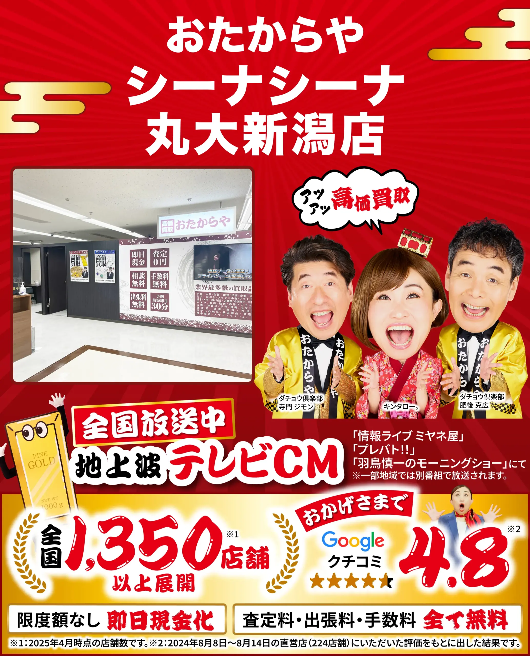 金、貴金属高価買取！googleクチコミ4.8、全国1,200店舗以上！
