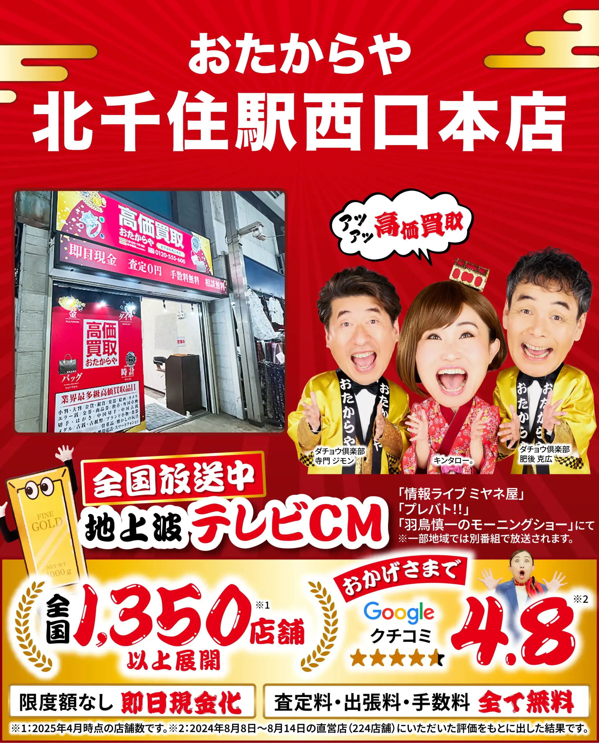 金、貴金属高価買取！googleクチコミ4.8、全国1,200店舗以上！